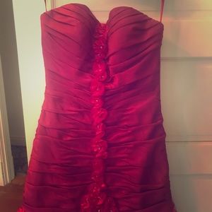 Semi formal fuchsia strapless party dress